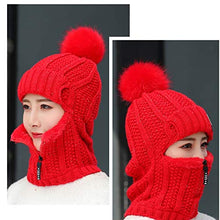 Load image into Gallery viewer, JJSPP Women Knitted Hat Ski Hat Sets for Female Windproof Winter Outdoor Knit Warm Thick Siamese Scarf Collar Warm Hat Girl Gift (Color : Pink)
