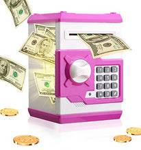 Load image into Gallery viewer, Piggy Bank Kids Money Bank Cash Coin Can, Password Electronic Safe Saving Box ATM Bank Safe Locks Smart Voice Prompt Money Piggy Box, Great Gift for Child Kid Birthday Chirstmas (Cute Pink)
