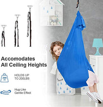 Load image into Gallery viewer, Therapy Swing for Kids with Special Needs (Hardware Included) Snuggle Swing Cuddle Hammock Indoor Adjustable Aerial Yoga for Children with Autism, ADHD, Aspergers, Sensory Integration(Blue)
