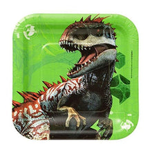 Load image into Gallery viewer, Amscan Jurassic World Square Paper Plates - 7&quot; - Green - Pack of 8
