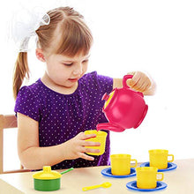 Load image into Gallery viewer, FLORMOON Toy Tea Set - 19pcs Pretend Play Tea Set - Durable Construction, Food-Safe Material, BPA Free, Phthalates Free - Learning Shapes &amp; Colors Toy for Kids Children Tea Party and Fun
