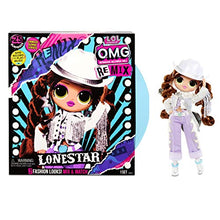 Load image into Gallery viewer, LOL Surprise OMG Remix Lonestar Fashion Doll, Plays Music with Extra Outfit, 25 Surprises Including Shoes, Hair Brush, Doll Stand, Magazine, and Record Player Package - for Girls Ages 4+
