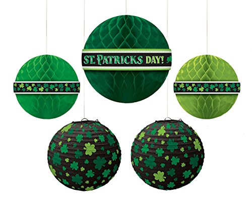 amscan Party Supplies, St. Patrick's Day Hanging Bouquet, Party Decorations, Multisizes, Green, 5ct