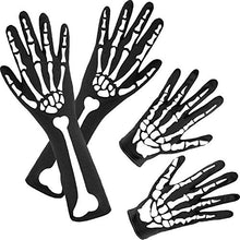 Load image into Gallery viewer, 2 Pairs Halloween Skeleton Gloves Full Finger Skeleton Gloves Long Arm Skeleton Gloves for Kids and Adults
