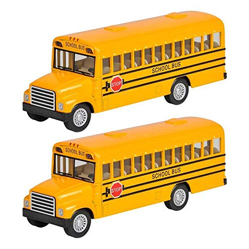 Rhode Island Novelty 5 Inch Die Cast School Bus with Pull-Back Action, 2 Per Order
