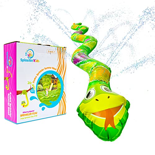 Splashin'kids Outdoor Snake Sprinkler Summer Blast Toddler Water Toys for Children Infants Boys Girls and Kids Perfect Outside Inflatable Water Park for Backyard Fun