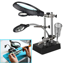 Load image into Gallery viewer, Dandelion 2.5X 7.5X 10X LED Light Magnifier Soldering Station,Magnifying Desk Lamp Helping Hand Repair Clamp Alligator Auxiliary Clip Stand Desktop Magnify Glass for Painting Miniature,Jewelry Pieces
