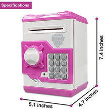 Load image into Gallery viewer, Sikaye Piggy Banks Best Gift for Kids Children Electronic Code Lock Money Banks with Password Mini ATM Money Save for Paper Money and Coins, Great for Boys &amp; Girls (White/Pink)
