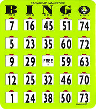 Load image into Gallery viewer, MR CHIPS Jam-Proof Easy-Read Large Print Fingertip Slide Bingo Cards with Sliding Windows - 10 Pack in Green Style
