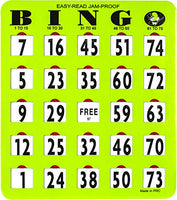 MR CHIPS Jam-Proof Easy-Read Large Print Fingertip Slide Bingo Cards with Sliding Windows - 10 Pack in Green Style