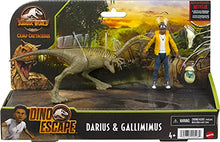 Load image into Gallery viewer, Jurassic World Human &amp; Dino Pack Darius &amp; Gallimimus Action Figures, 2 Accessories, Camp Cretaceous Movable Joints, Authentic Sculpting, Gift Ages 4 Year &amp; Older
