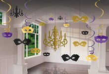 Load image into Gallery viewer, amscan Masquerade Chandelier Hanging Decoration Set - 17 pcs
