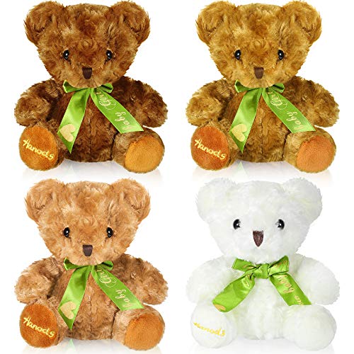 Skylety 4 Pieces Stuffed Plush Bear Soft Stuffed Bear with Bow Tie Cute 2022 Graduation Stuffed Plush Animal Dolls in 4 Colors, 8 Inch Stuffed Bear Plush Toy for Valentine's Day Birthday Wedding