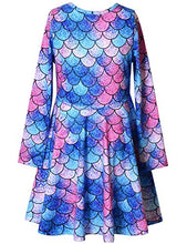 Load image into Gallery viewer, Long Sleeve Mermaid Dresses for Girls Kids 10 11 Matching 18 inch American Doll
