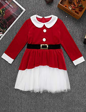 Load image into Gallery viewer, Aislor Kids Girls Christmas Party Fancy Dress Up Santa Claus Costume Outfit Soft Velvet Mesh Dress Red 10 Years
