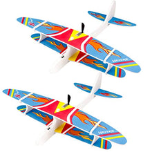 Load image into Gallery viewer, NUOBESTY 2pcs Foam Airplane Toys Electric Throwing Flying Glider Plane Manual Throwing Model with LED Light for Outdoor Sports Garden Yard Playing
