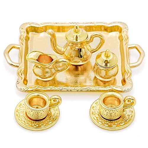 Odoria 1:12 Miniature 8Pcs Tea Cup Platter Set Dollhouse Kitchen Accessories