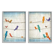 Load image into Gallery viewer, Stupell Industries Song Birds on The Line Musical Scale Detail, Designed by Kim Allen Wall Art, 2pc, Each 16 x 20, Grey Framed
