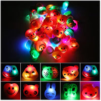 24 Pack LED Light Up Rings, Messar LED Jelly Rings Finger Lights Light-Up Toys Glow in The Dark Party Supplies Ring Prizes for Kids and Adults Birthday Halloween Christmas Party (24)