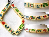 Rare Scrimshawed Mahjong 12 Tiles Waterbuffalo Bone Bead Set 104841C for Jewelry Making