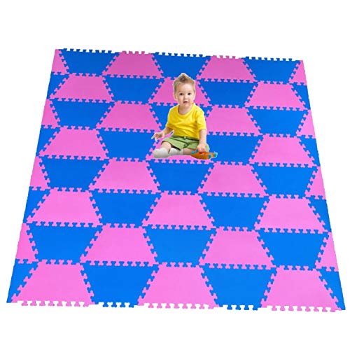 Red Suricata Playspot Foam Hexamat  Geo Interlocking Baby Play Mat - Baby Playmat for Kids, Infants & Toddlers  79 x 60 or 74 x 63 Rubber Foam Floor Puzzle Mats Tiles (Blue/Pink)