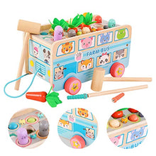 Load image into Gallery viewer, NUOBESTY Wooden Pounding Toy Animal Carrot Bus with Hammer Pounding Toy for Toddlers Kids
