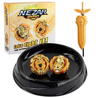 NEZAR 2 in 1 Burst God Bey Battle Edition Gyro Battling Top Avatar Attack Evolution High Starter with Launcher Grip Set Gold 2020