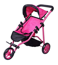 Load image into Gallery viewer, Precious Toys Jogger Hot Pink Doll Stroller, Black Foam Handles and Hot Pink Frame - 0129A
