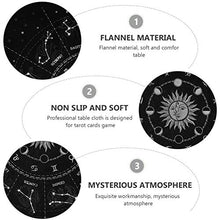 Load image into Gallery viewer, Kisangel Altar Tarot Cloth Astrology Tarot Divination Cards Table Cloth Tapestry 12 Constellations Pentacle Tablecloth Washable Black
