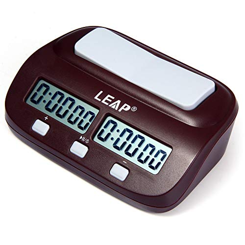 Chess Clock Digital Chess Timer Count UP/ Down Bonus Delay Chess Clock, Portable (Brown)