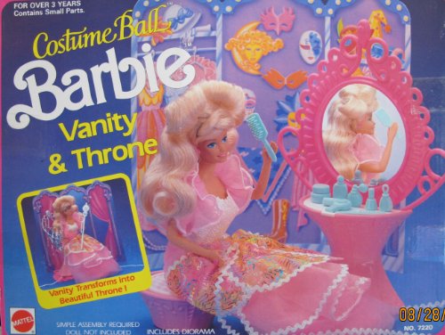 Costume Ball BARBIE VANITY & THRONE Playset w DIORAMA & MORE! (1990 Arco Toys, Mattel)