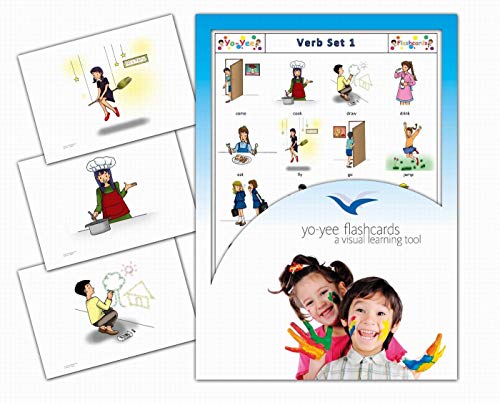 Yo-Yee Flashcards - Verbs and Action Words Flash Cards for Toddlers, Kids, Children and Adults - Set 1 - Including Teaching Activities and Game Ideas