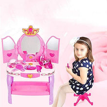 Load image into Gallery viewer, LLNN Simple and Stylish Makeup Vanity Set for Bedroom, Play Pretend Play Vanity Table and Chair Beauty Play Set with Fashion &amp; Makeup Accessories for Girls Mirror Cosmetics, Villa Furniture
