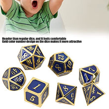 Load image into Gallery viewer, BOLORAMO Table Board Dice, Polyhedral Dice Durable 7pcs for Table Board Playing Games((Blue Gold))
