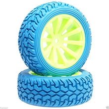 Load image into Gallery viewer, Toyoutdoorparts 4Pcs RC 603-8019 Blue Rally Tires Tyre Wheel Rim for HSP 1:10 On-Road Rally Car

