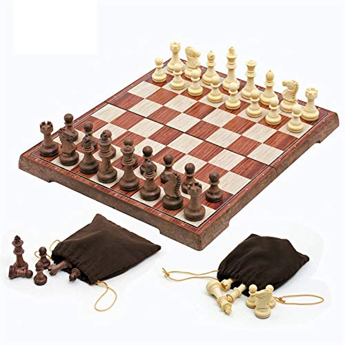 HIZLJJ Folding Wooden Chess Set with Magnet Closure for Kids Adults Portable Travel Set Toys Chess Pieces Chess (Size : 36X31X2.2cm)