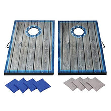 Load image into Gallery viewer, Hathaway LED Cornhole Set with Rustic Target Boards &amp; 8 Bean Toss Bags, Lighted Target Areas, Carry Handles for Portability  Blue/White
