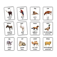 Farm Animals Flash Cards - 27 Laminated Flashcards | Homeschool | Montessori Materials | Multilingual Flash Cards | Bilingual Flashcards - Choose Your Language (Tamil + English)