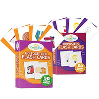 Opposite and Go Together Cards 2-in-1 Bundle  Thick and Durable Picture Flash Cards for Speech Therapy and Homeschool - Learning Flash Cards to Help Improve Reading, Speech, Vocabulary, and More