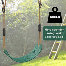 Load image into Gallery viewer, BeneLabel Heavy Duty Swing Seat with Carabiners, Playground Swing Set Accessories Replacement, Adjustable Rope, Longest 6.7ft, Shortest 4.2ft, Seat Width 27.2&quot;, 600LB Weight Limit, Green
