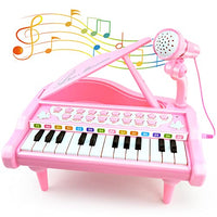 Litaonner Pink Piano- Toys for 1+ Year Old Girls Gifts, 24 Keys Toddler Piano Keyboard Musical with Microphone, Kids Piano Toys for 2 Year Old Girls Birthday and Xmas Gift
