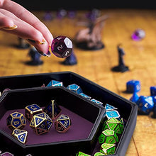 Load image into Gallery viewer, SIQUK Dice Tray with Lid Hexagon Dice Rolling Tray Dice Holder for Dice Games Like RPG, DND and Other Table Games, Purple
