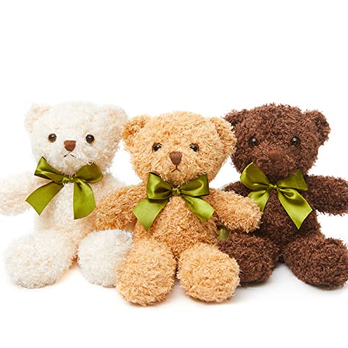 DOLDOA Cute Teddy Bear Stuffed Animal Soft Plush Bear Toy for Kids Boys Girls,as a Gift for Birthday/Christmas/Valentine's Day 9.8 inch (3 Packs,3 Colors)