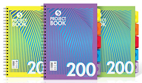 Daze 200 Page A4 Subject Books with 5 Moveable Dividers [Assorted Pack of 3]