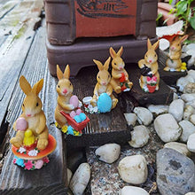 Load image into Gallery viewer, YARDWE 6pcs Easter Animal Playset Resin Cartoon Rabbit Bunny Egg Model Photo Prop Micro Bonsai Animal Sculpture Figurine Scene Layout Prop for Children Kids
