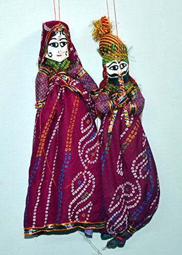 Ethnic Designer Colored Indian Handicrafts Rajasthani Puppet Pair