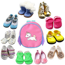 Load image into Gallery viewer, SOTOGO 10 Pairs of 18 Inch Doll Shoes and Doll Backpack Bag Fits for American 18 Inch Doll Include Boots Sandals Leather Shoes
