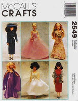McCALL'S 2549 11.5 Fashion Doll Clothing ~ 6 Outfits Including Formal & Wedding