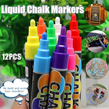 Load image into Gallery viewer, Jchen Liquid Chalk Marker Sets - Vibrant Colors Chalk, 8/10/12/25 PCS Chalk Markers Chalkboard Erasable Dustless Water Based Liquid Wet Erase Pen 6mm (10 PCS)
