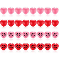 32 Pieces Heart Stress Balls Valentine's Day Smile Face Stress Balls Red and Pink Mini Stress Foam Balls Relax Toys Balls for Teens and Adults Valentine's Day Party Supplies
